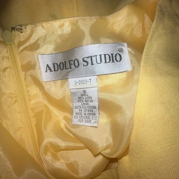 Adolfo Studio 16 short sleeve maxi linen dress, back zipper closure and split - Picture 3 of 7